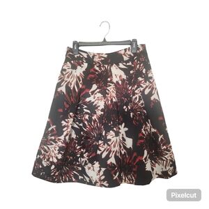 Worthington Floral A-Line Skirt in Black, Cream & Burgundy